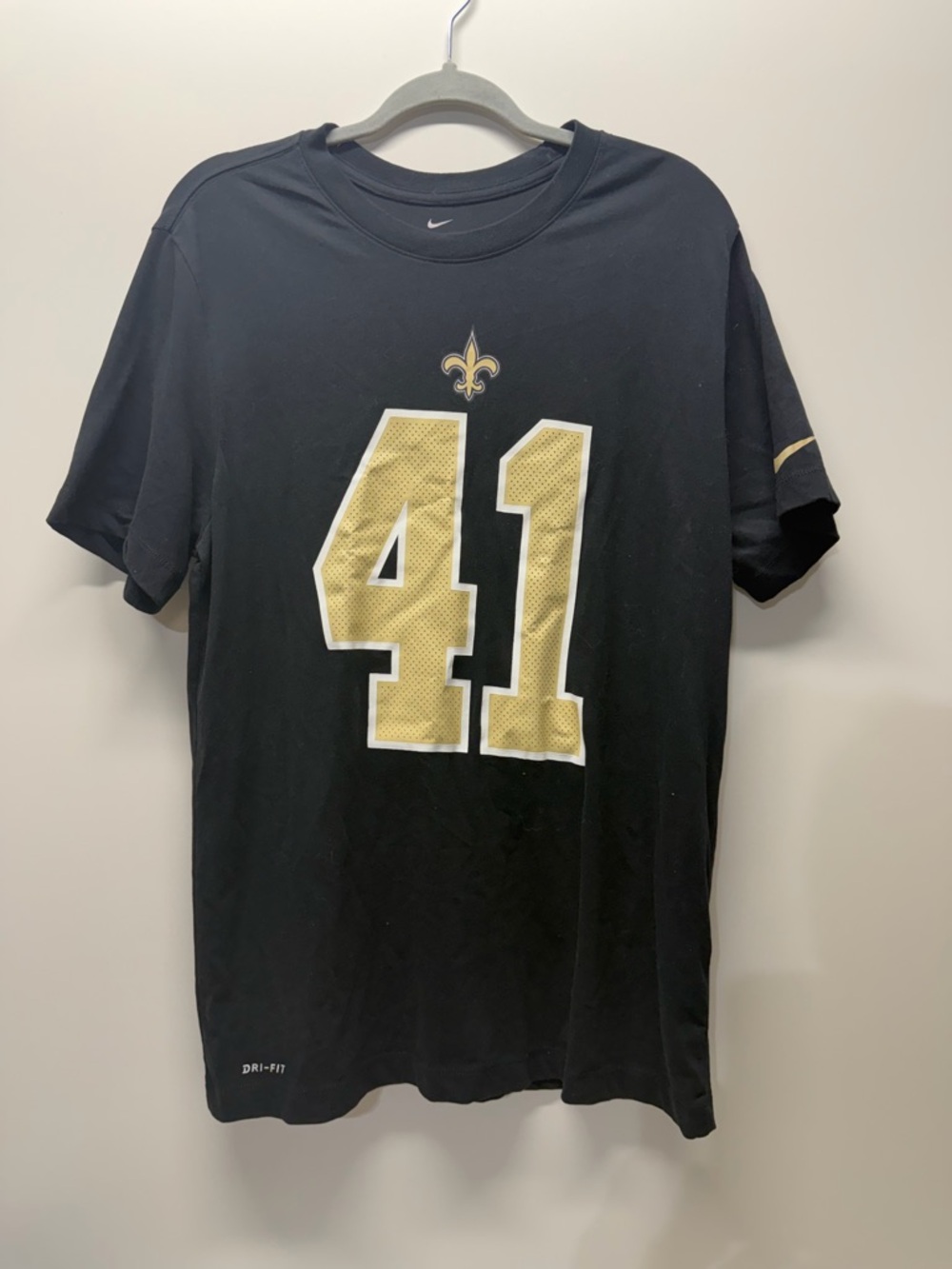 Nike Men’s Black and Gold Saints #41 Jersey Tee